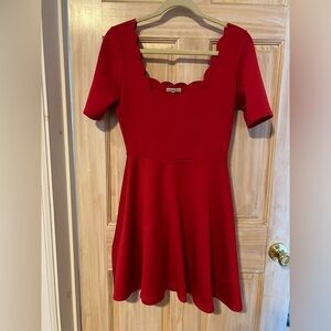 Red Scallop Trim A-line dress size L
